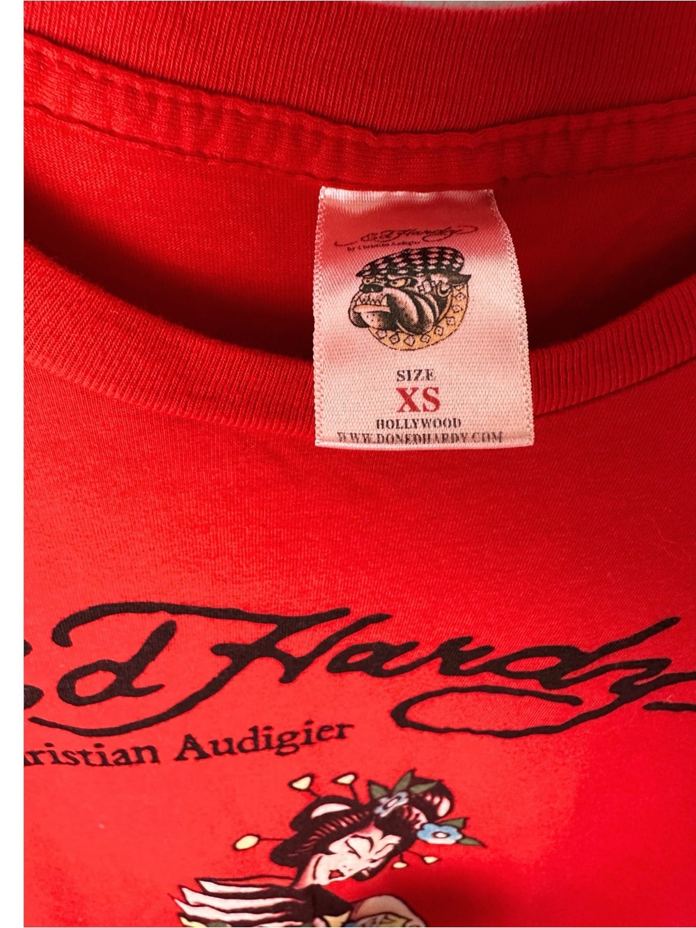 Ed Hardy by Christian Audigier Long Sleeve Geisha Graphic Tee Sz:XS - Picture 5 of 7